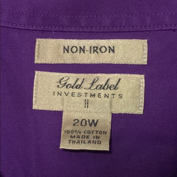 Gold Label Investments Non Iron Purple Womens Button Down Shirt 20W - Picture 3 of 3